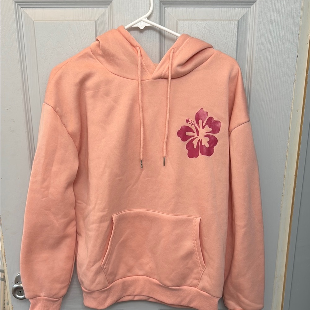 SHEIN Peach Hoodie with Floral Design